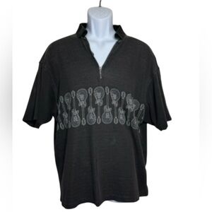 Hard Rock Cafe Vegas Guitar Print Polo Shirt Black Mens XL